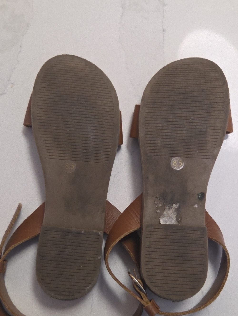 Steve Madden Brown Leather Ankle-Strap Flat Sandals - Picture 3 of 4
